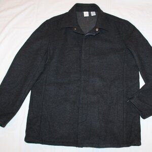 Armani Exchange Men's L Large wool Coat Pea Dress Business Black charcoal gray